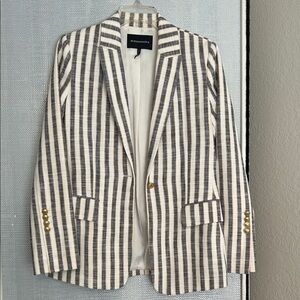 Striped Blazer with Gold Buttons